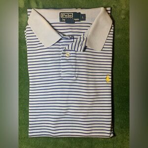 Vintage two-toned, pin stripe, Polo by Ralph Lauren, size L polo shirt (4066)